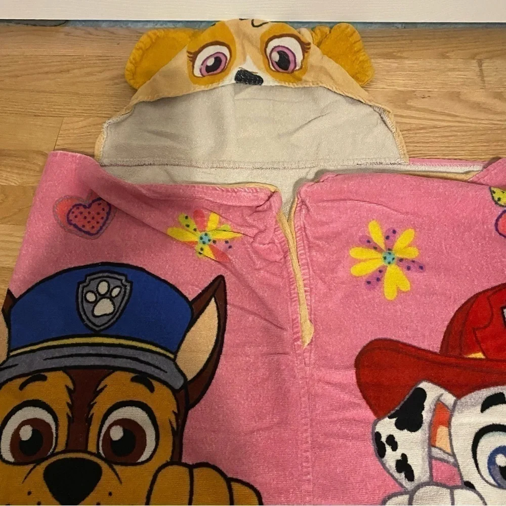 Paw Patrol Hooded Bath Towel Skye Marshall Chase Pink